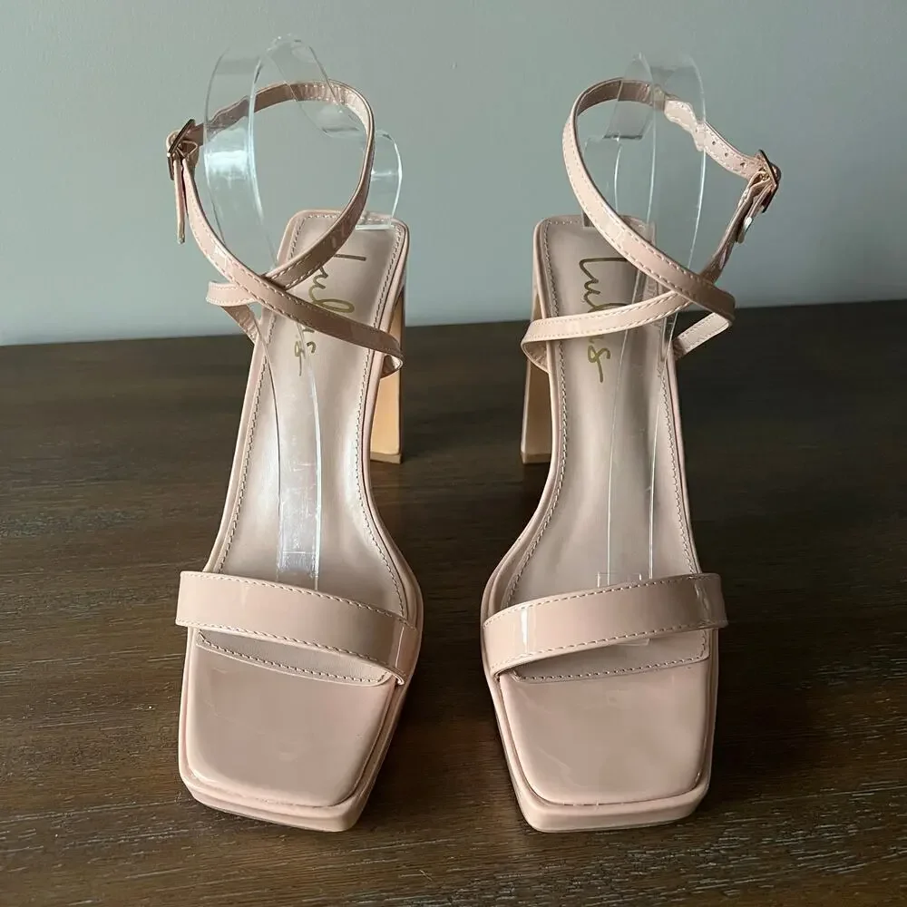 Lulus Woman’s Konoku Light Nude Platform Ankle Strap‎ High Heel Sandals- Size 10